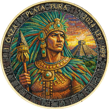 2024 Mexico Libertad Mosaic Aztec Emperor Edition 1 oz Silver Coin - CoinsTV
