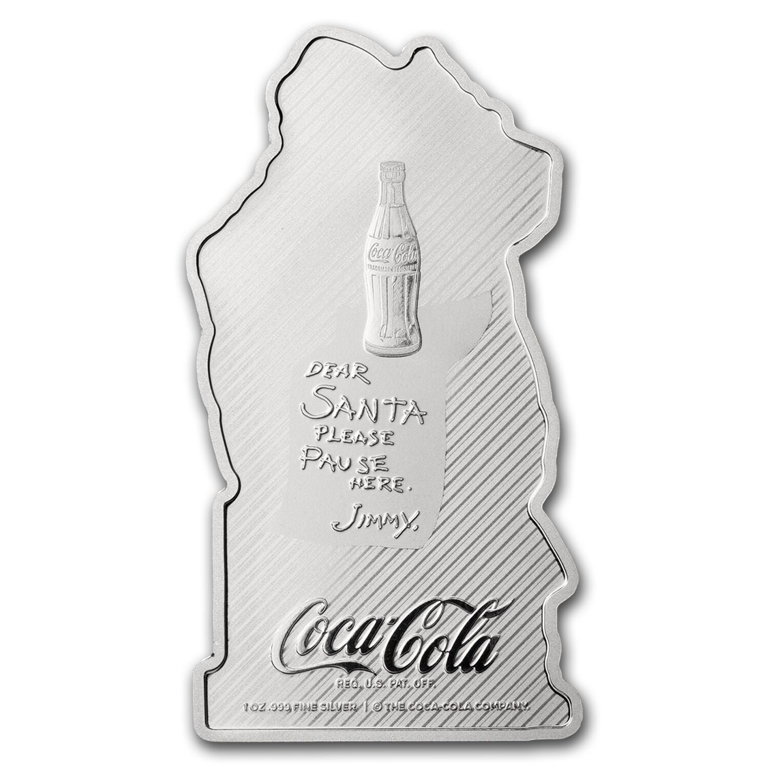 2024 Coca Cola Santa Shaped 1 oz Silver Bar - CoinsTV