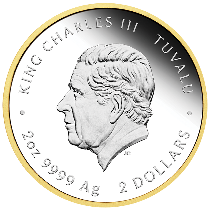 2024 Tuvalu SpongeBob Squarepants Gold Gilded Proof 2 oz Silver Coin