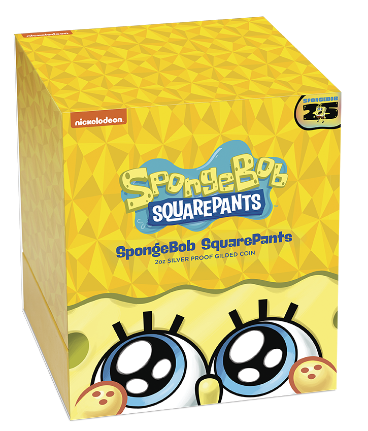 2024 Tuvalu SpongeBob Squarepants Gold Gilded Proof 2 oz Silver Coin