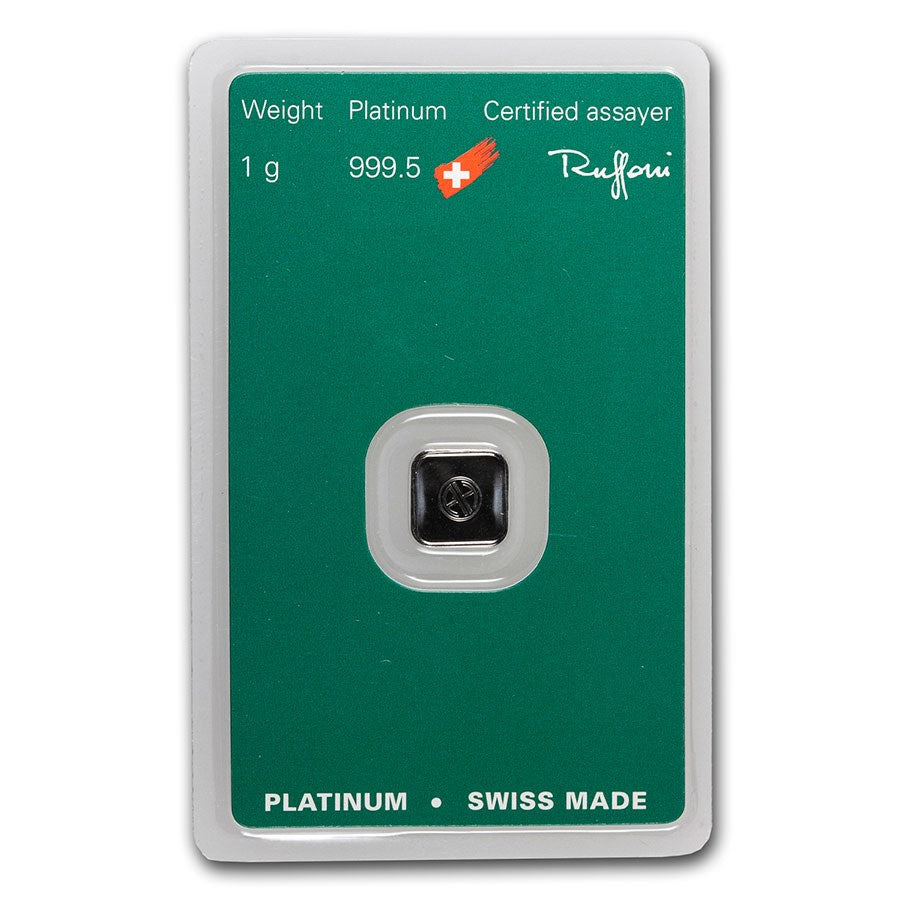 1 Gram Carded Platinum Bar - Argor-Heraeus - CoinsTV