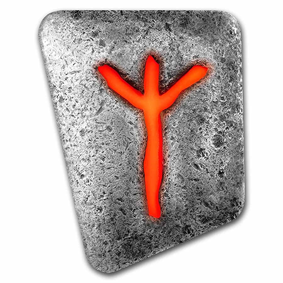 Germania Mint- Algiz Cast Rune- 1 oz- .9999 Argent Silver