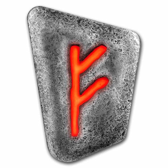 Germania Mint- Fehu Cast Rune- 1 oz .9999 Argent Silver