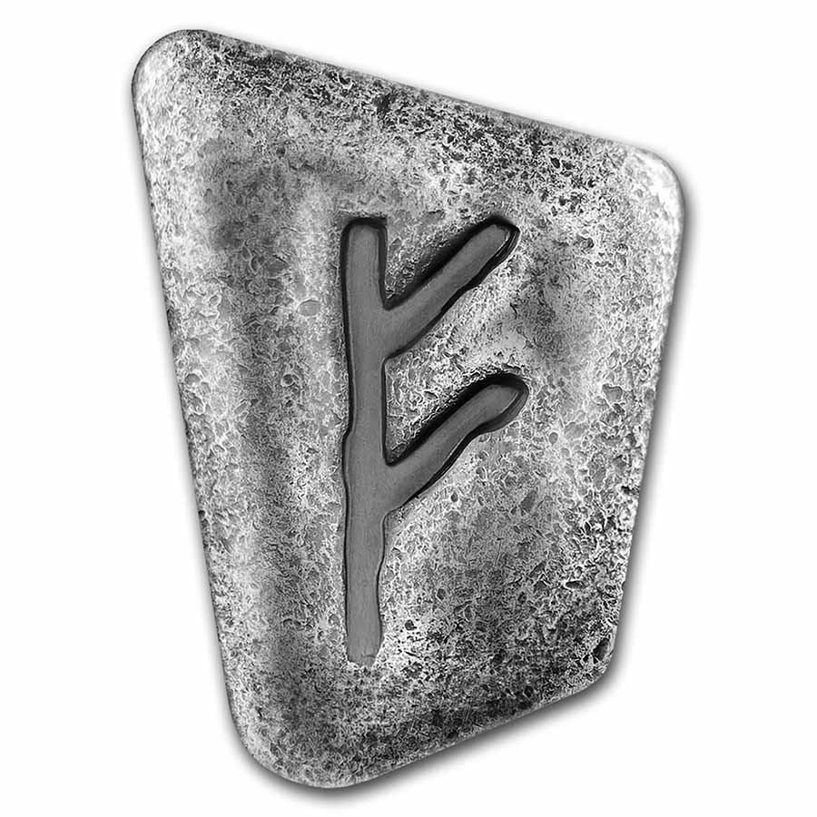 Germania Mint- Fehu Cast Rune- 1 oz .9999 Argent Silver