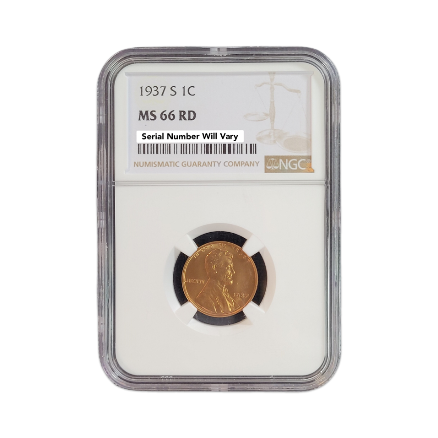 1937-S Lincoln Wheat Cent - NGC MS66 RD
