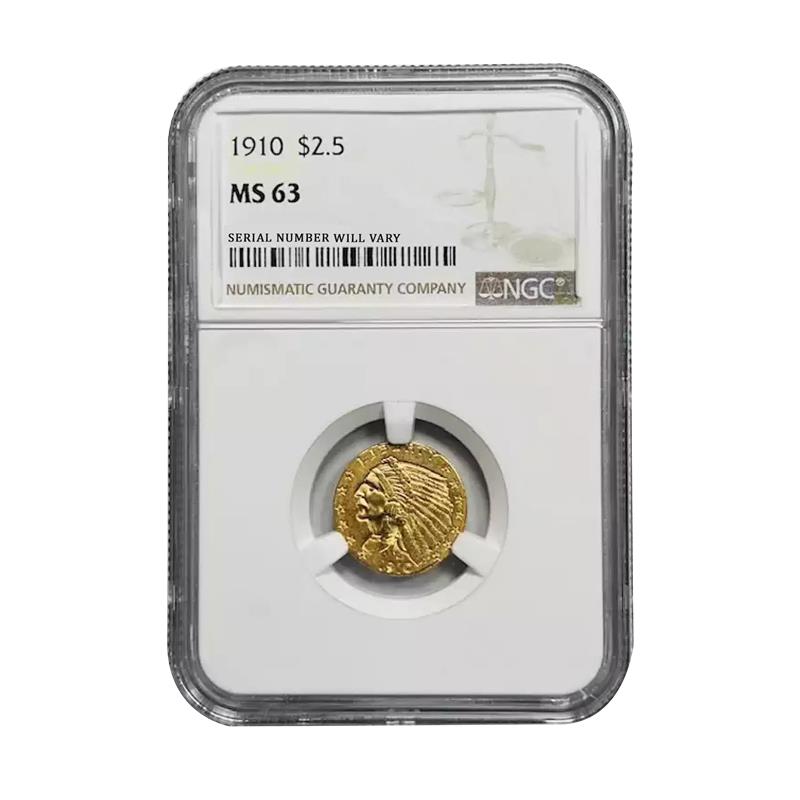 1910 Gold Quarter Eagles $2.5 Indian Head - NGC MS63
