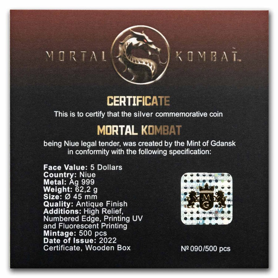 2022 Niue 2 oz Silver Mortal Kombat - CoinsTV