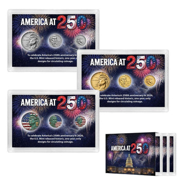 1776-2026 America at 250 Three-Finish Coin Collection – Half Dollar, Nickel & Dime