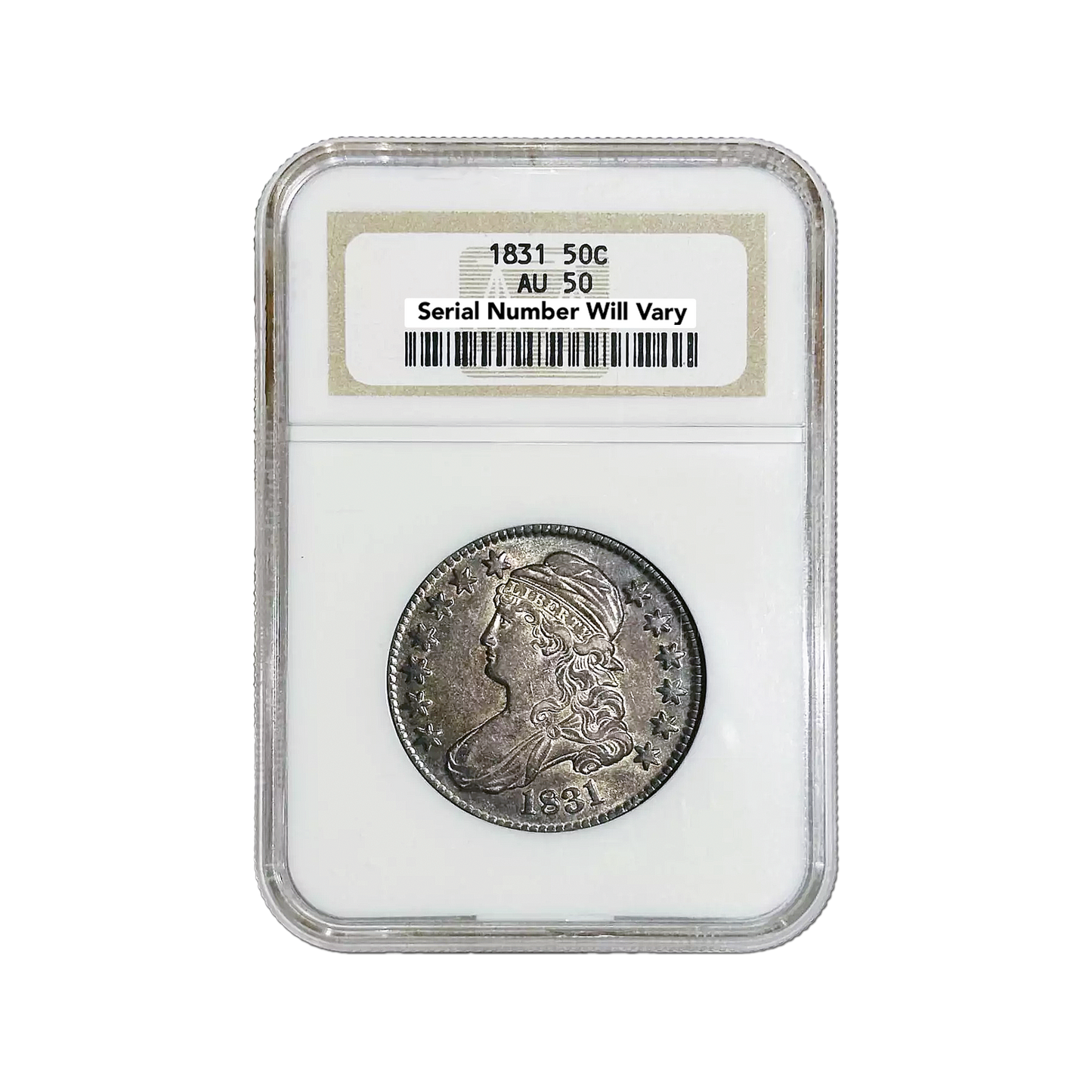 1831 Capped Bust Silver Half Dollar Lettered Edge - NGC AU50 - CoinsTV