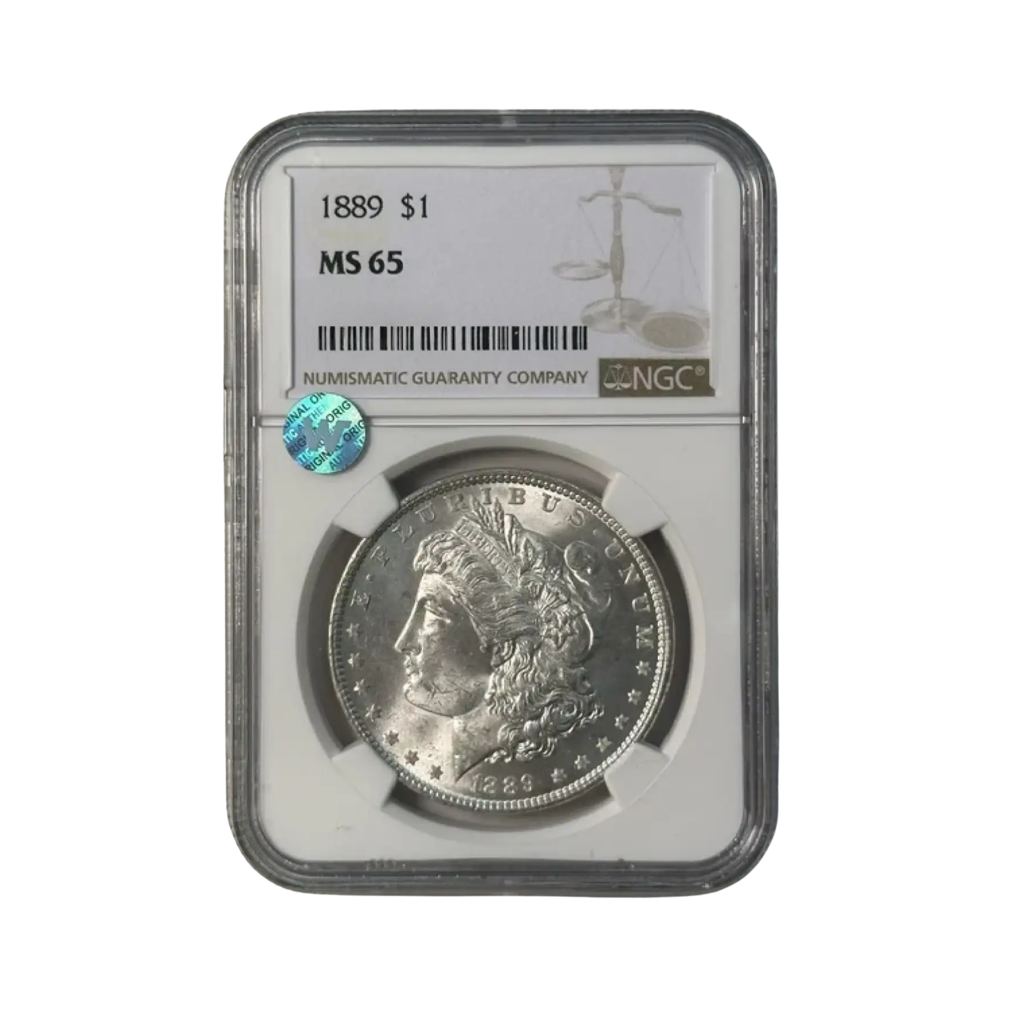 1889 Morgan Silver Dollar Philadelphia - NGC MS65 Sight White