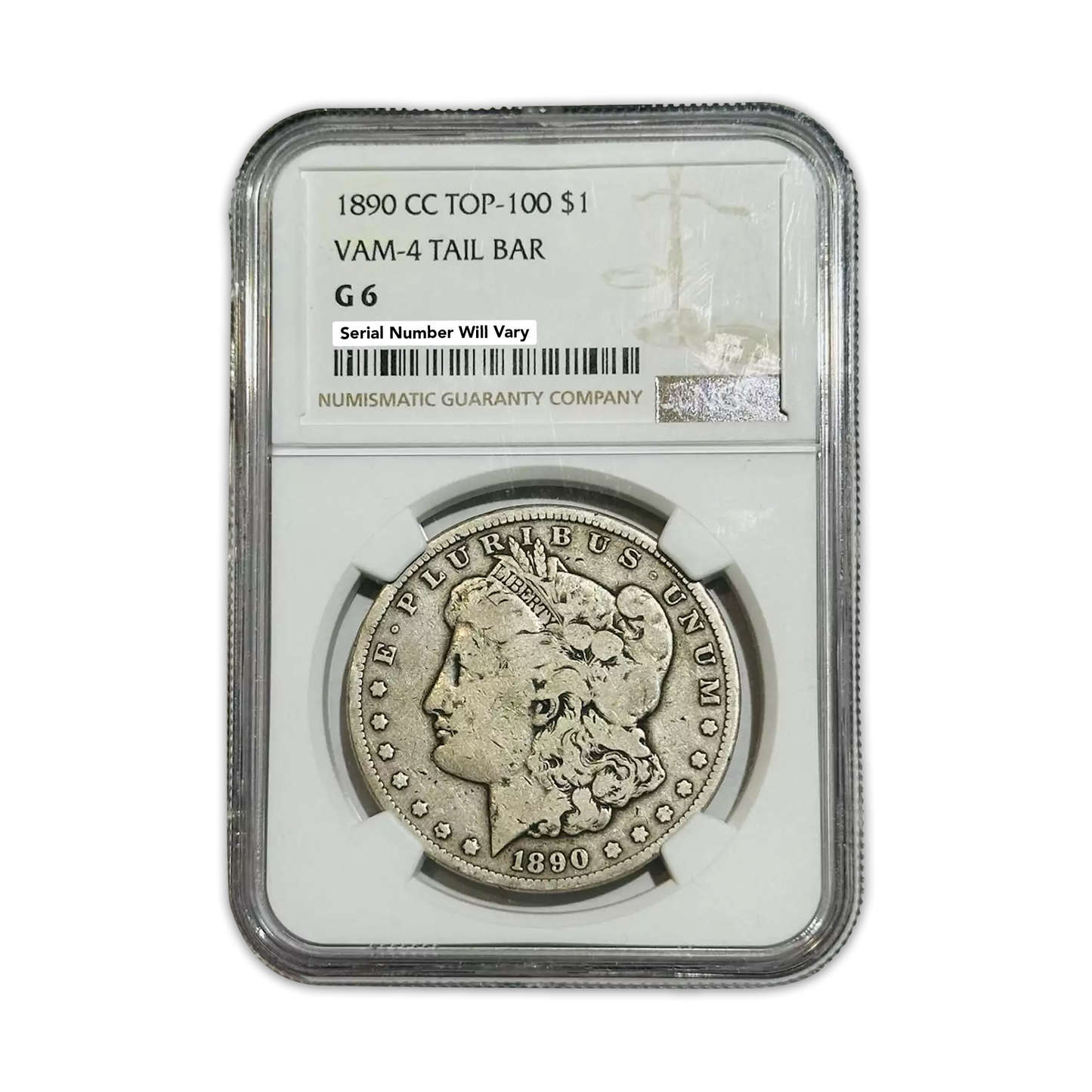 1890 CC Morgan Silver Dollar Carson City TOP 100 VAM-4 Tail Bar - NGC G 6