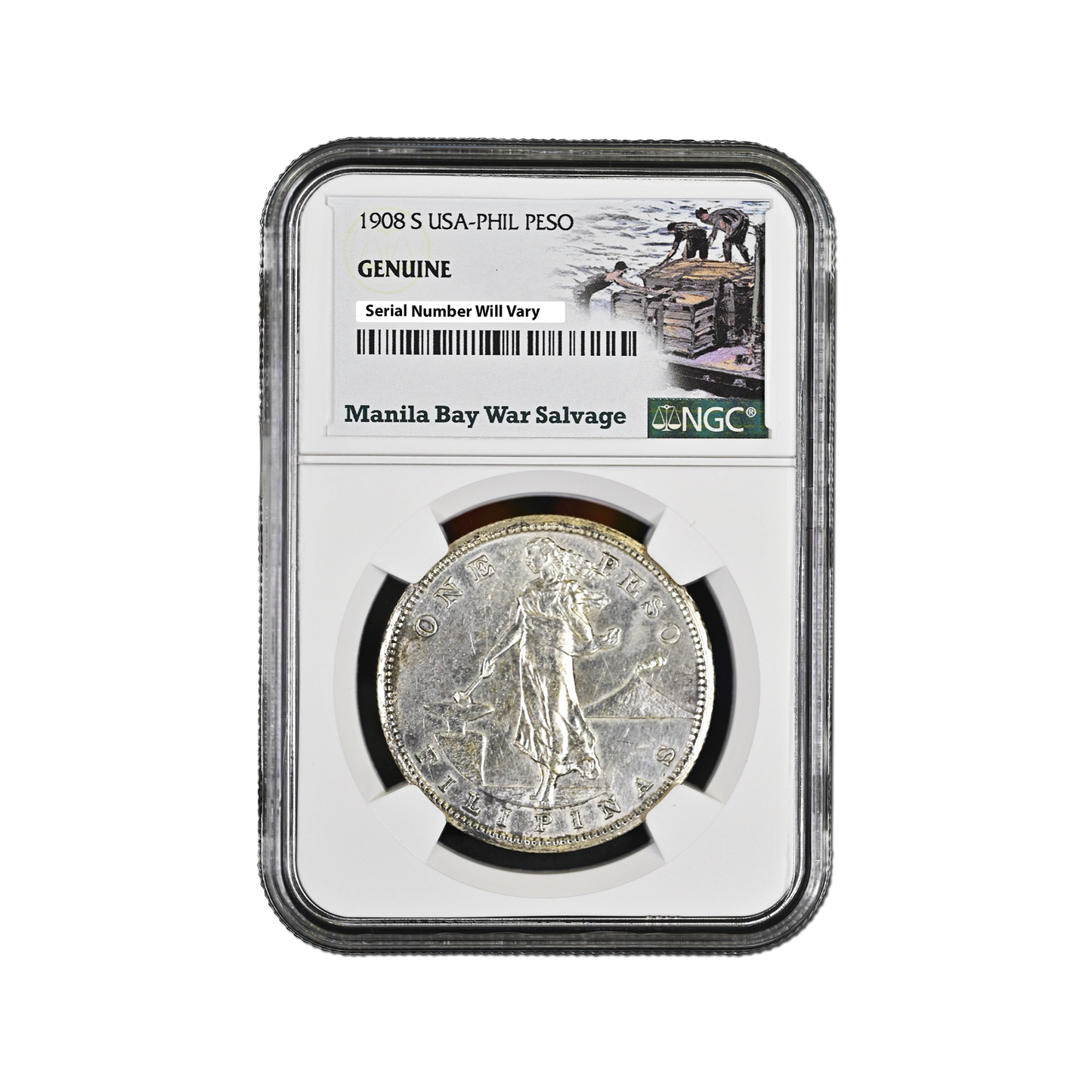 USA Philippines Peso Genuine Manila Bay Shipwreck Coin - NGC Certified - CoinsTV