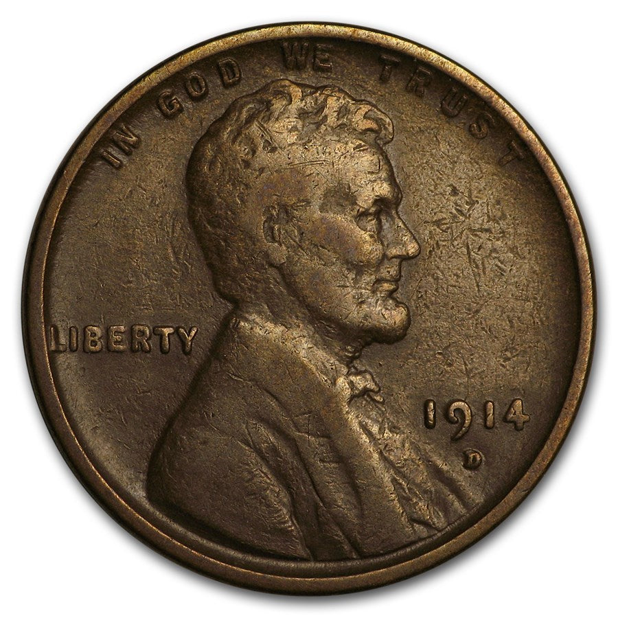 1914 Lincoln Wheat Cent Denver - VF to XF