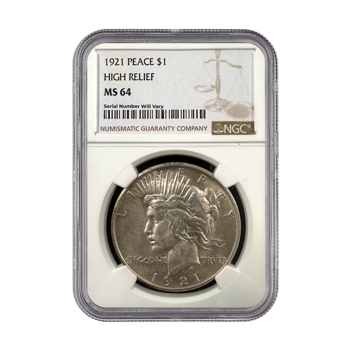 1921 Peace Silver Dollar - High Relief NGC MS64