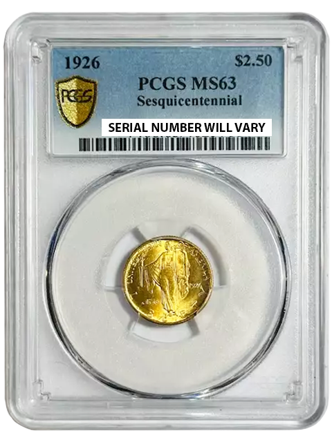 1926 Sesquicentennial $2.5 Gold Quarter Eagle - PCGS MS63