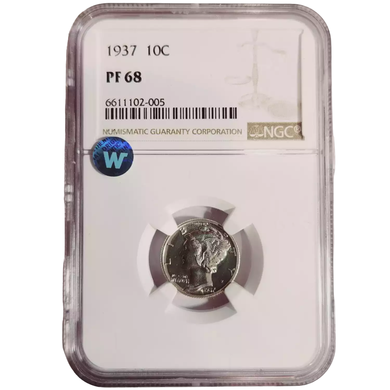 1937 Mercury Dime Philadelphia - NGC PF68 Sight White - CoinsTV