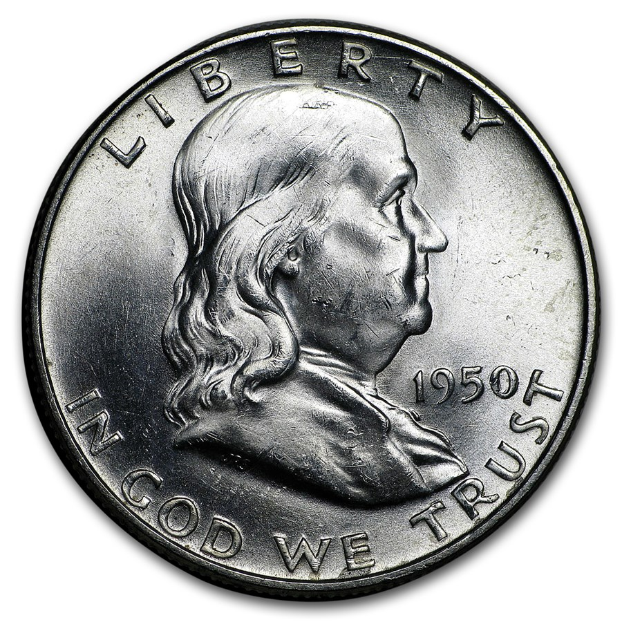 1950 Franklin 90% Silver Half Dollar Denver - Uncirculated