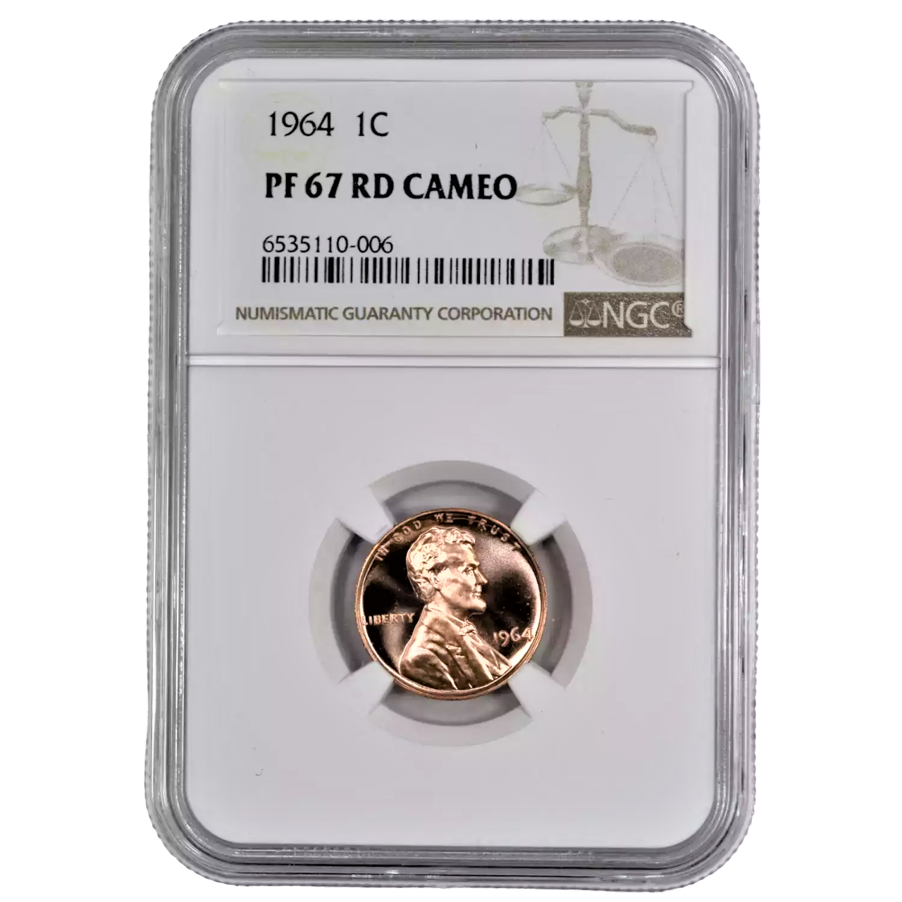 1964 Lincoln Cent - NGC PF67 RD Cameo
