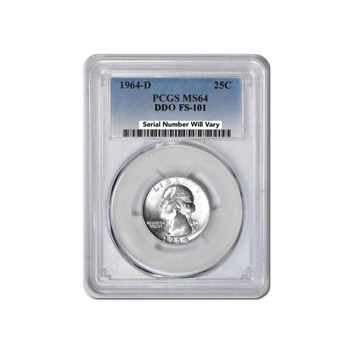 1964-D Washington Silver Quarter Denver DDO FS-101 - PCGS MS64 - CoinsTV