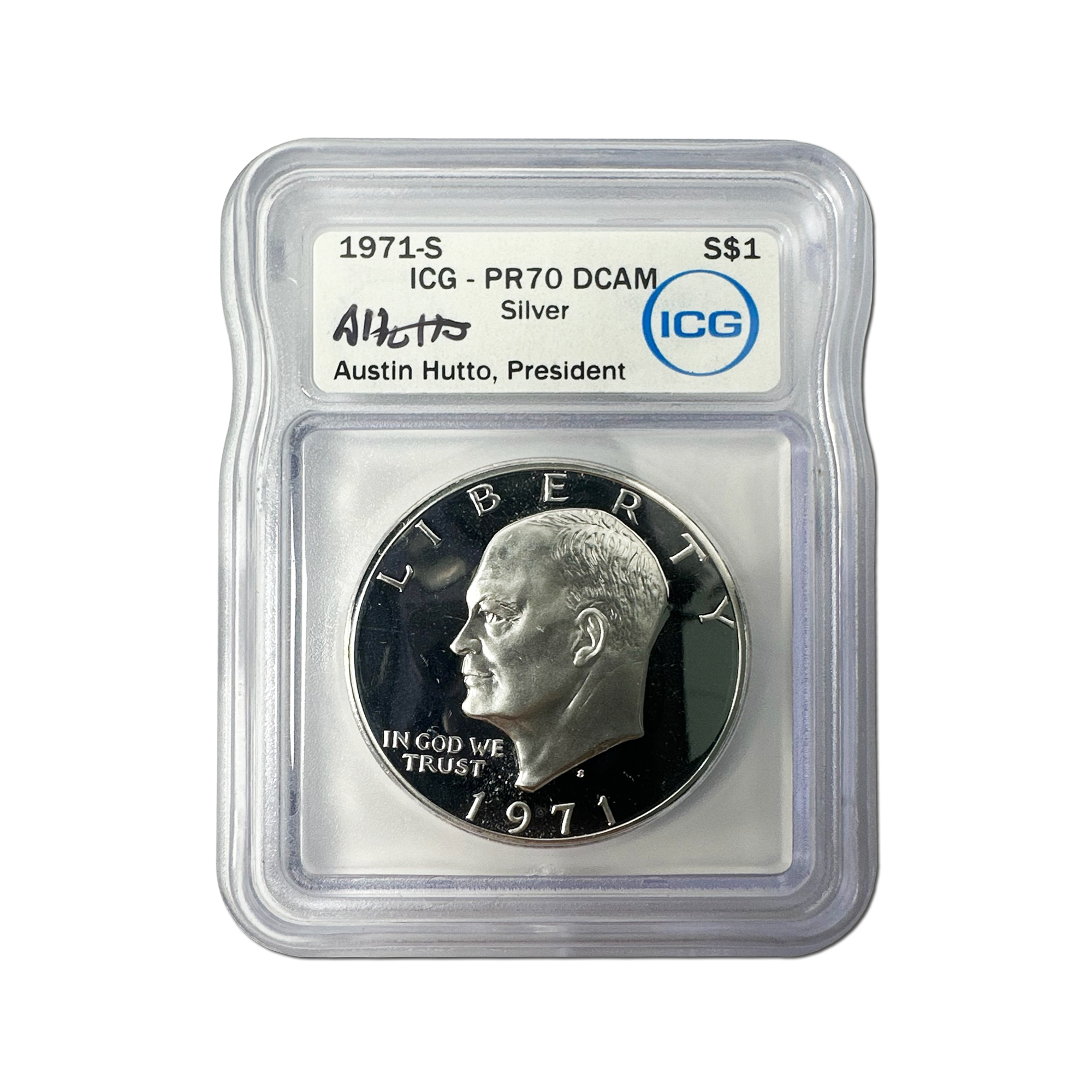 1971-S Eisenhower Silver Dollar - Austin Hutto Signature