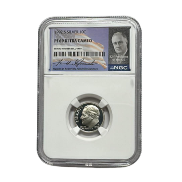1992-S Roosevelt Silver Dime - NGC PF69UCAM - Roosevelt Signature Label