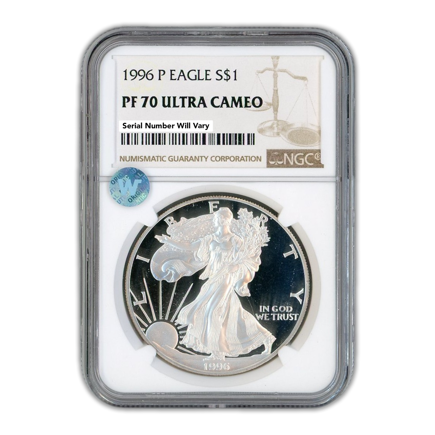 1996 P Silver Eagle - NGC PF70 Ultra Cameo Sight White - CoinsTV