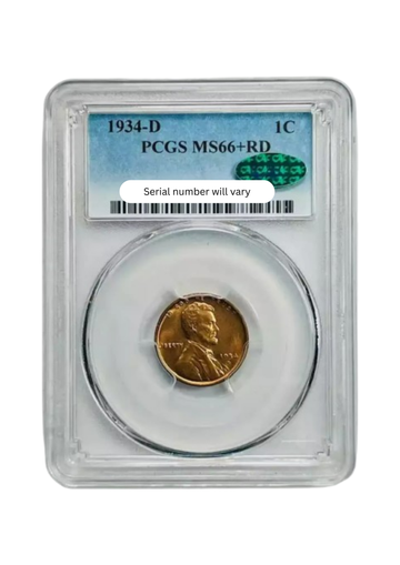 1934-D Lincoln Cents Denver - PCGS MS66+ RD CAC