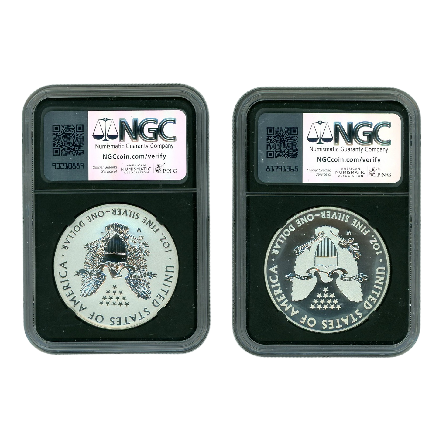 2013 W Silver Eagle Early Releases 2 pc Set - NGC SP/Reverse PF 70 Mercanti Black Core Label