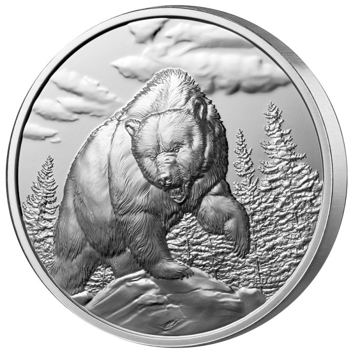 2023 1 oz Canada Grizzly Bear - Ultra High Relief Fine Proof Silver - CoinsTV