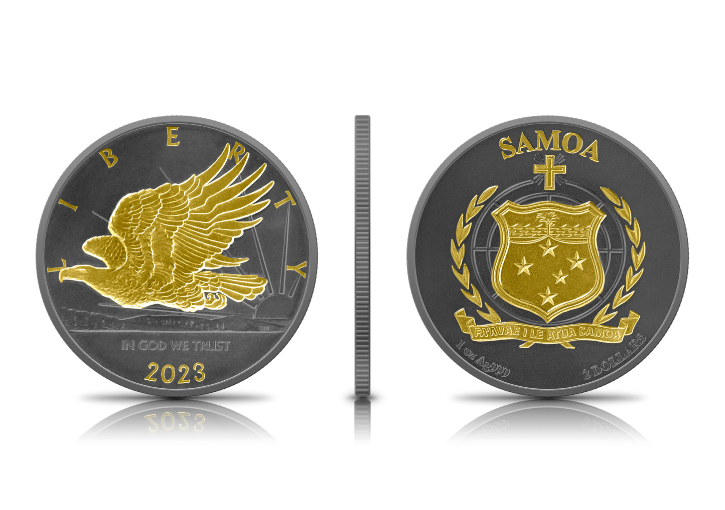 2023 Mercanti Eagle Black Ruthenium & Gold Enhanced 1 oz Silver - CoinsTV