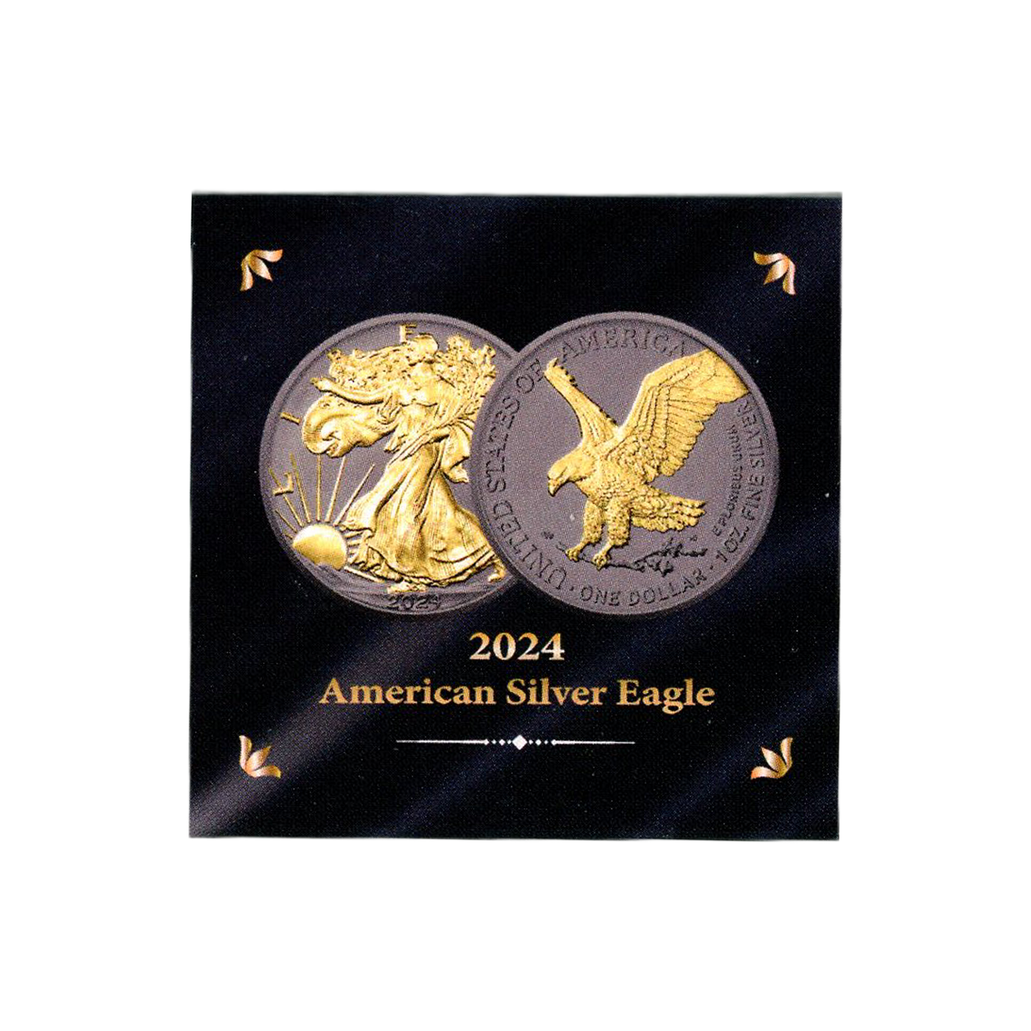 2024 Silver Eagle Black Ruthenium & Gold Enhanced 1 oz Silver