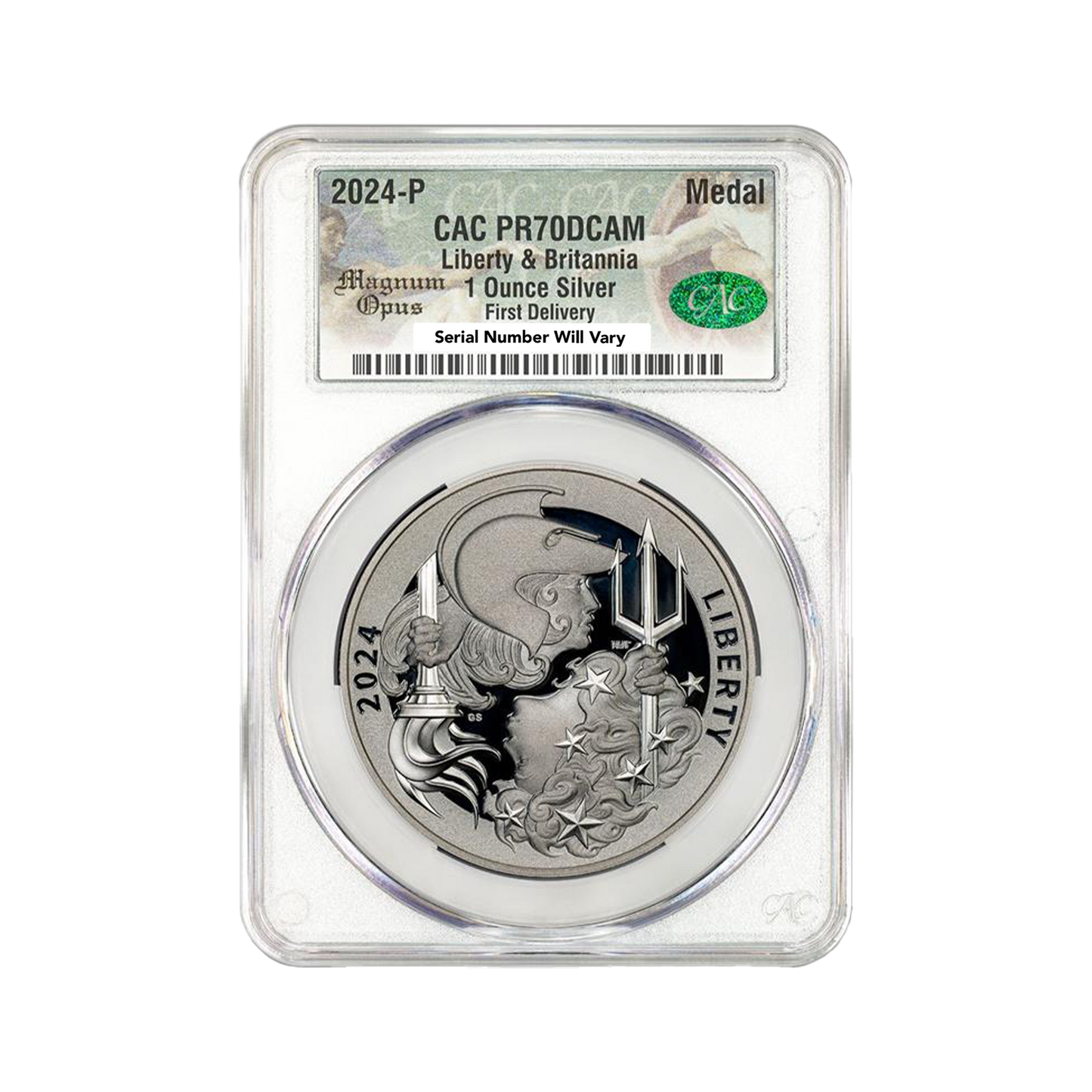 2024-P Great Britain Britannia and Liberty Medal - Magnum Opus Label - CAC PR70 DCAM First Delivery - CoinsTV