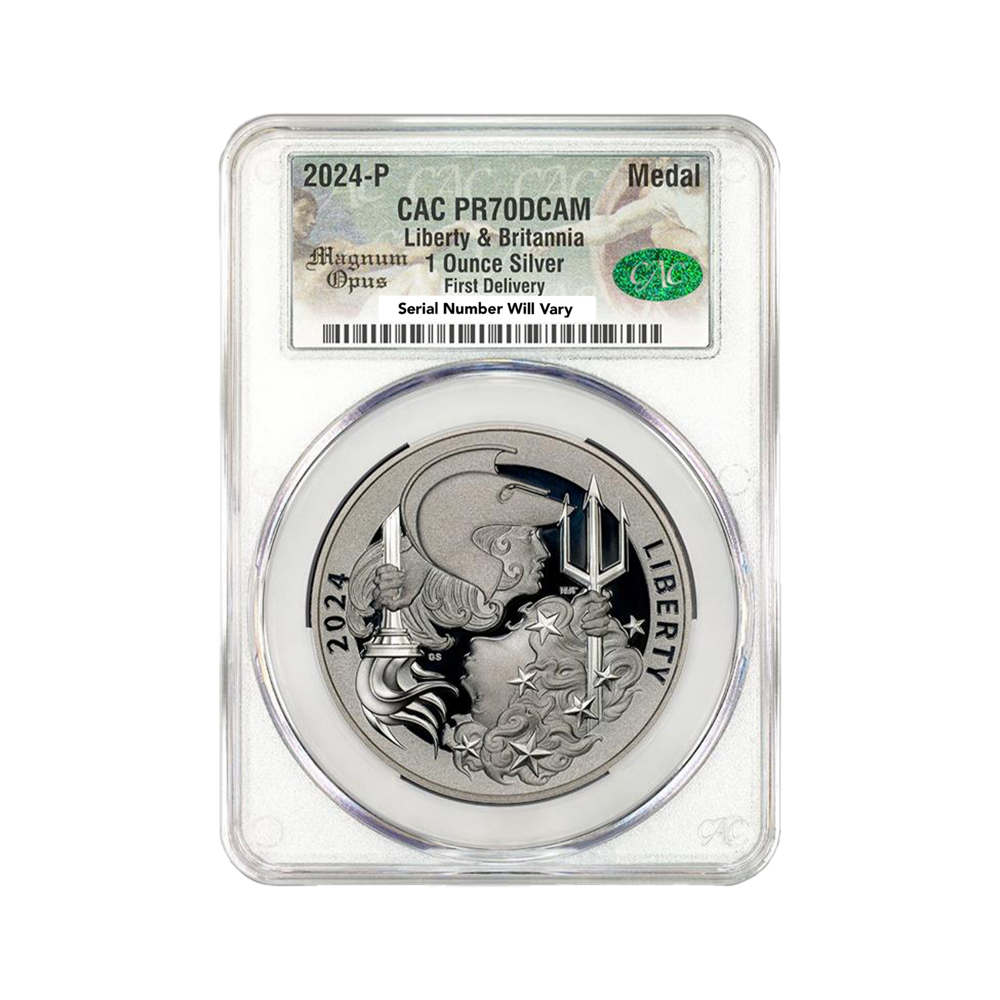 2024-P Great Britain Britannia and Liberty Medal - Magnum Opus Label - CAC PR70 DCAM First Delivery - CoinsTV