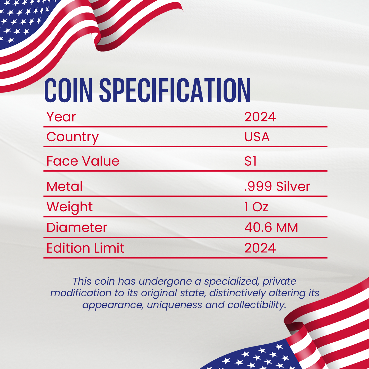 2024 USA Flag Silver Eagle - Limited Edition - CoinsTV