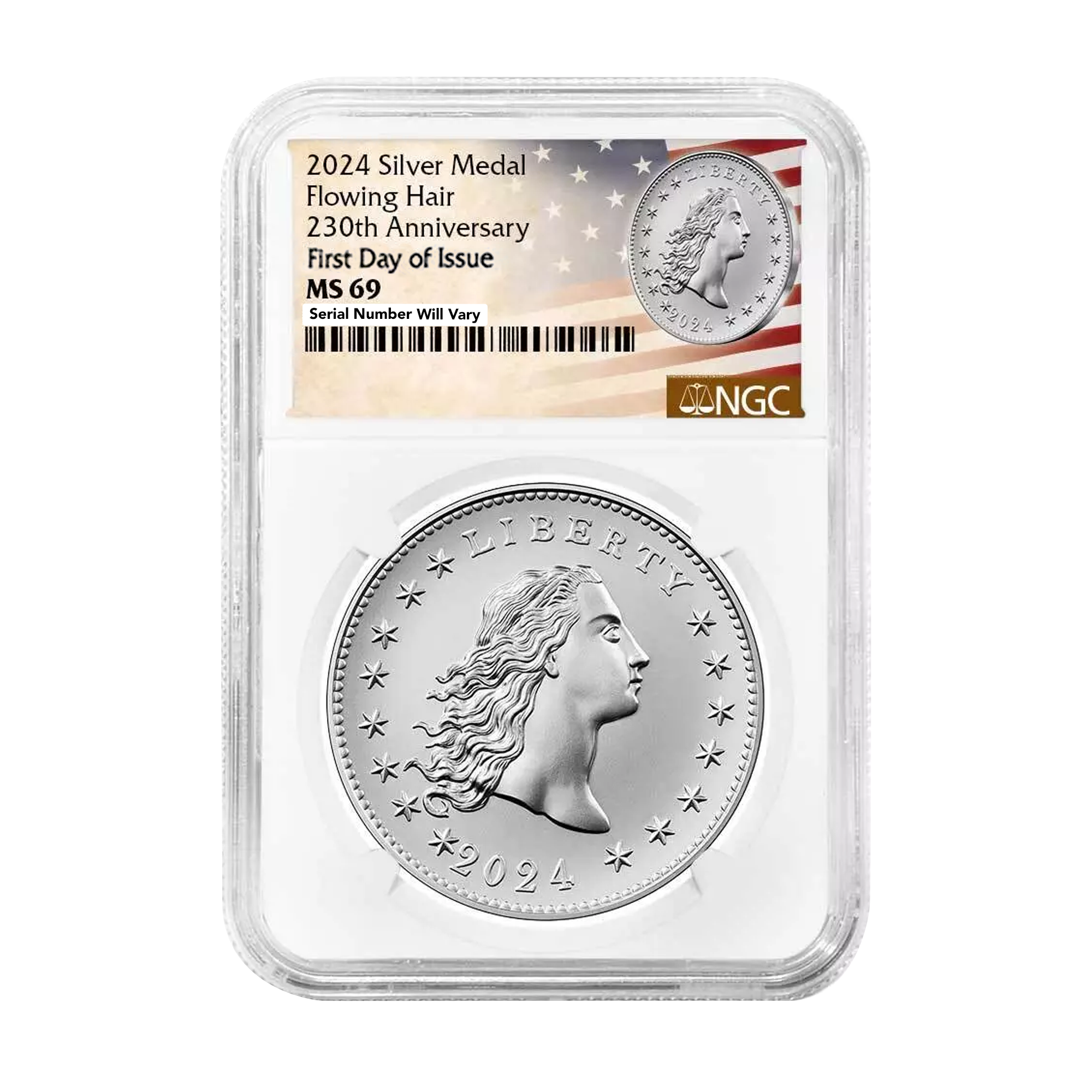 2024 230th Anniversary Flowing Hair Silver Medal - NGC MS69 FDI