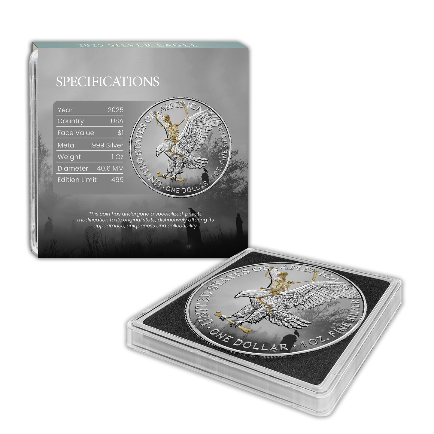 2025 Halloween Series - Silver Eagle & Bar Set - Skeleton Edition