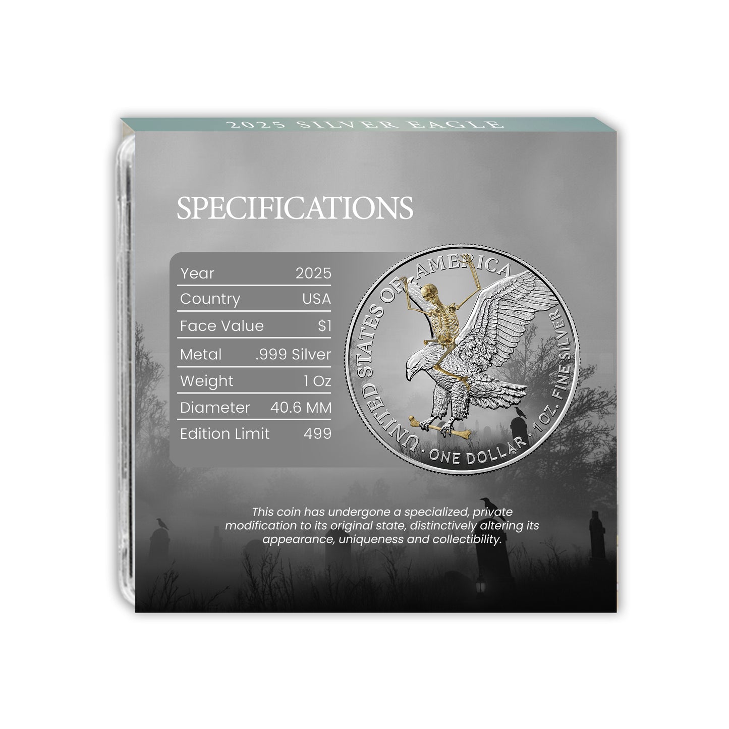 2025 Halloween Series - Silver Eagle & Bar Set - Skeleton Edition
