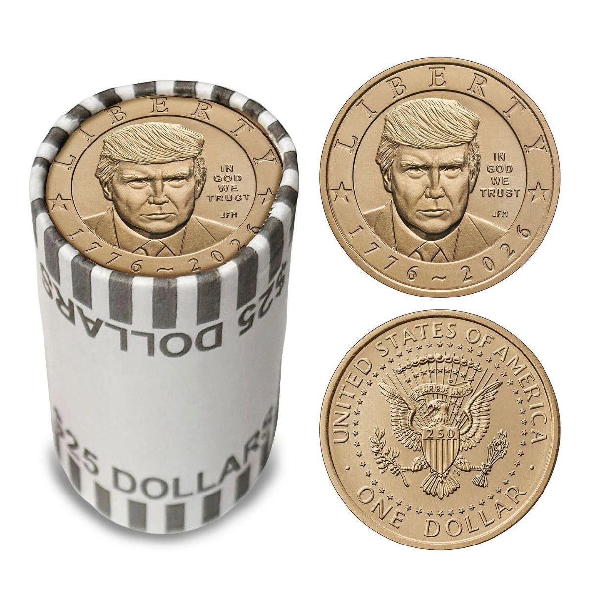 2026 Donald J. Trump Semiquincentennial $1 Coin Roll - America 250