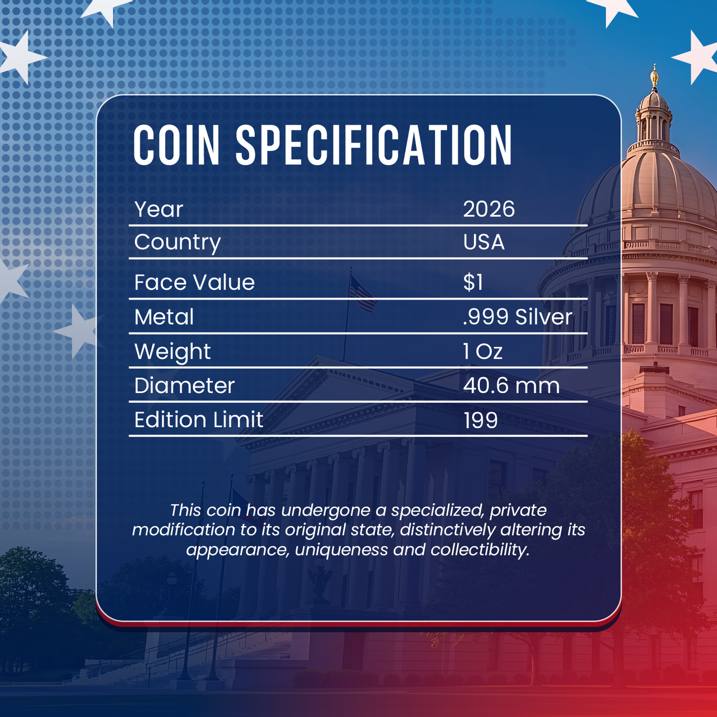 2026 State Flags Silver Eagle - Arkansas Limited Edition