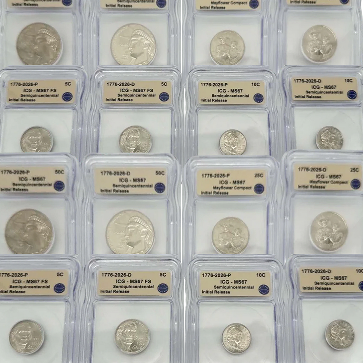 2026 America 250th Semiquincentennial 8-Piece Set P&D - ICG MS67 Initial Release