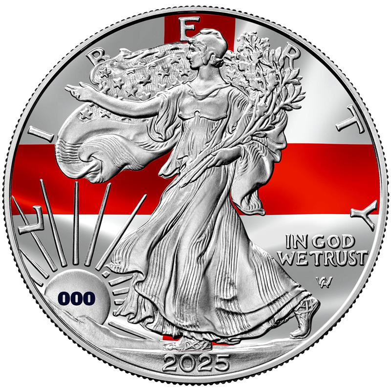 2025 Silver Eagle – England First Edition (Flags of the World Series, 1 oz .999 Fine Silver) - CoinsTV