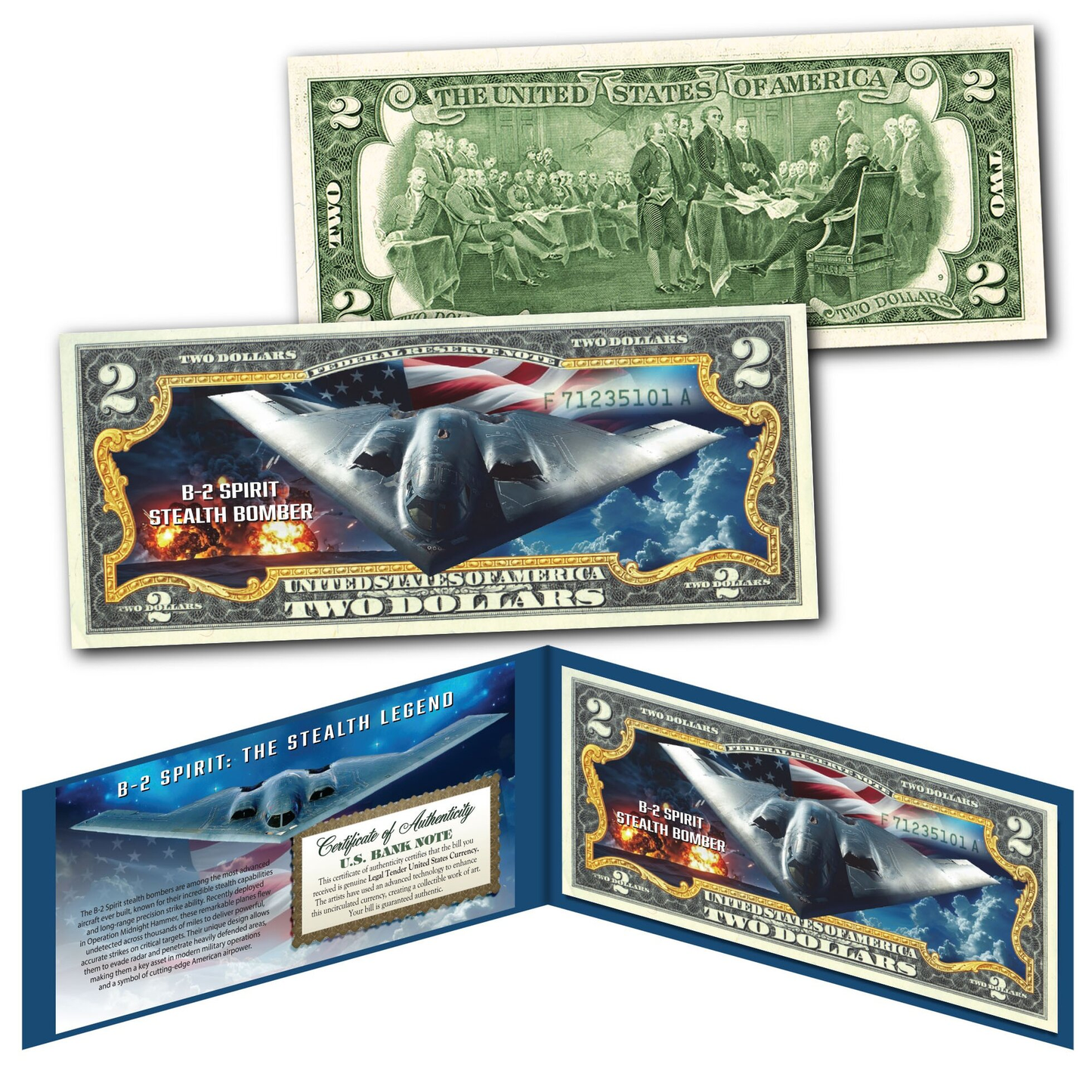 U.S. Genuine Legal Tender $2 Bill B-2 Bomber Edition - CoinsTV