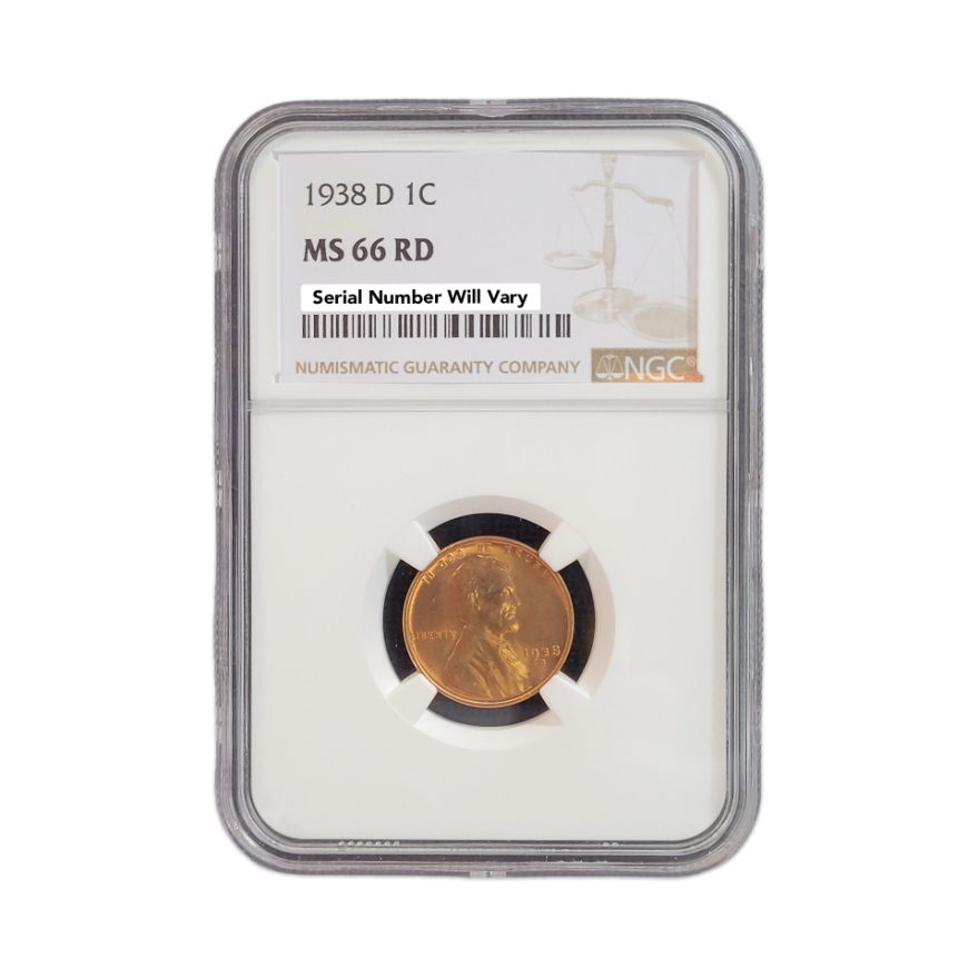 1938-D Lincoln Wheat Cent - NGC MS66 RD