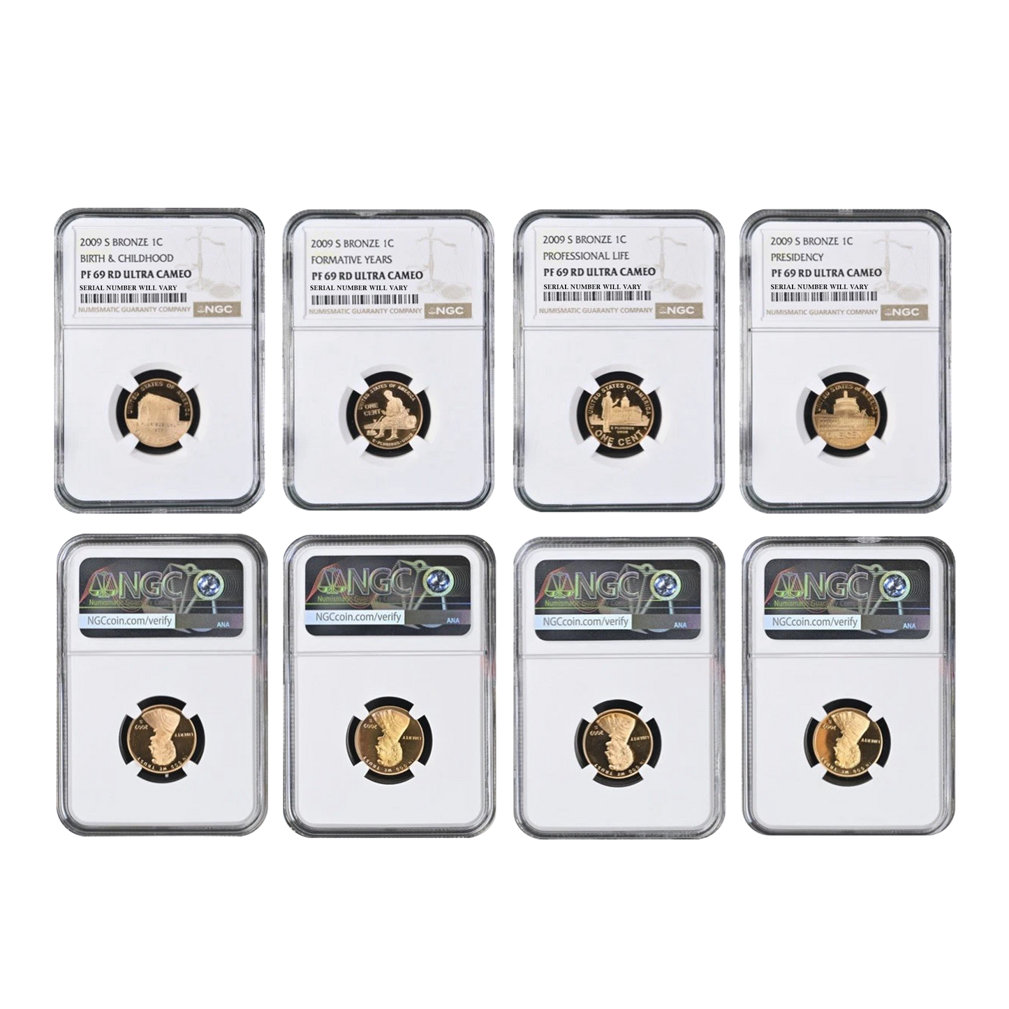 2009 S Bronze Lincoln Proof Cent 4 pc Set - NGC PF69 RD Ultra Cameo