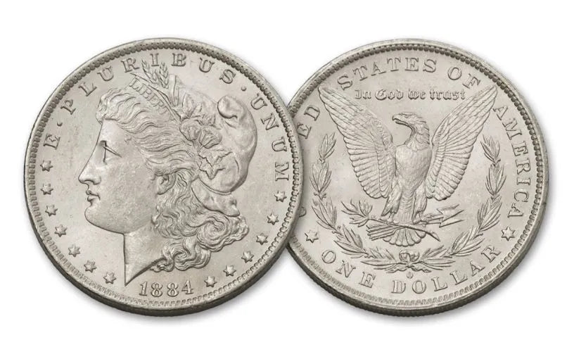 1883–1884-O Morgan Silver Dollars $5 - State of Louisiana Baby Bond - 3 pc Set BU - CoinsTV