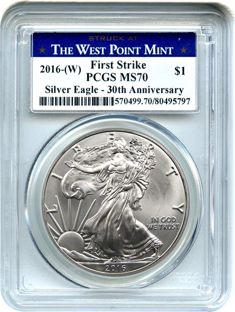 2016 W Silver Dollar Eagle - First Strike - PCGS MS70