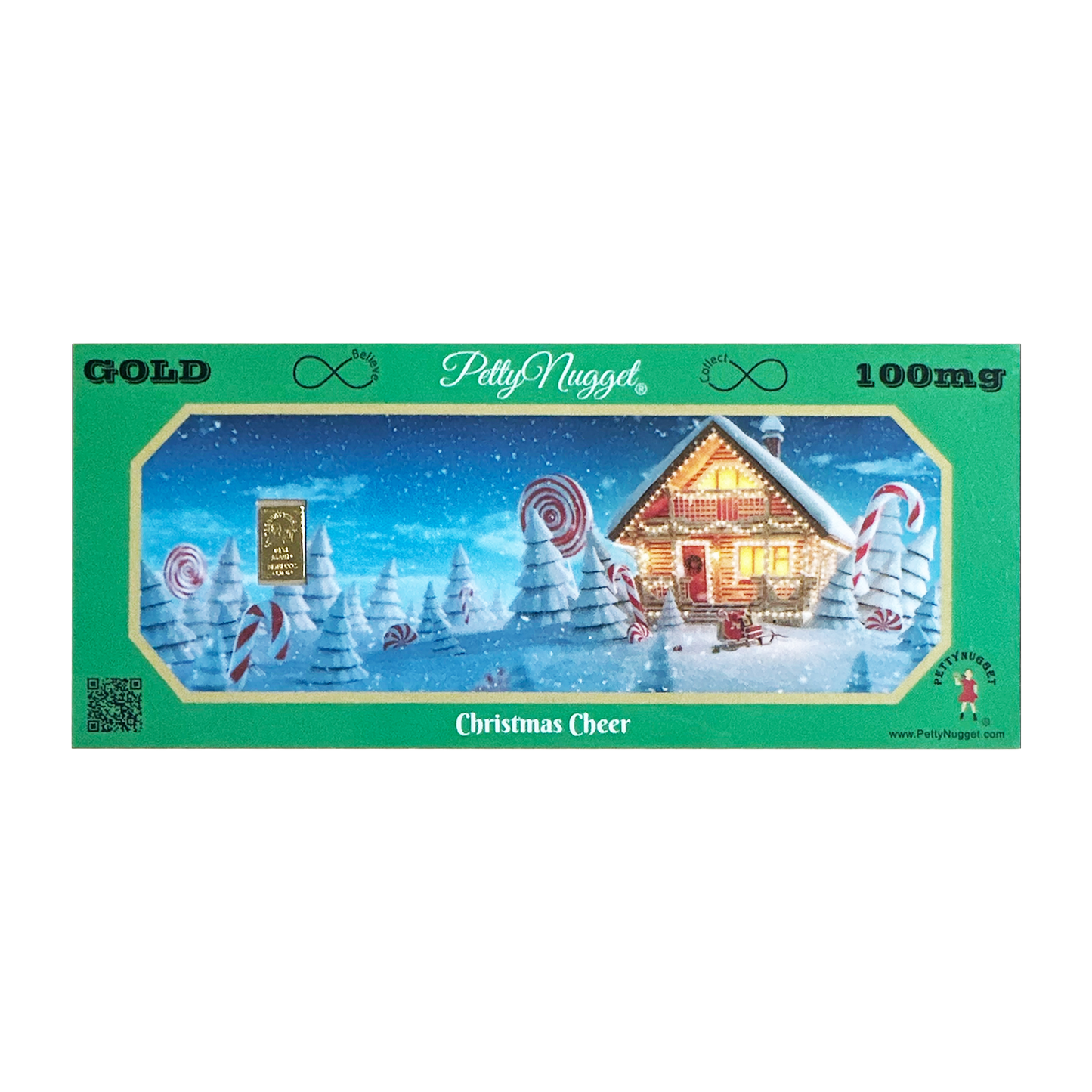 Santa Claus PettyNugget - 1/10 Gram Gold Bar 24kt in a Card - CoinsTV