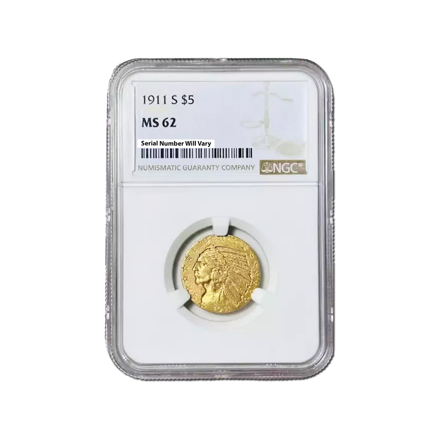 1911 S $5 Indian Head Gold - NGC MS62 - CoinsTV