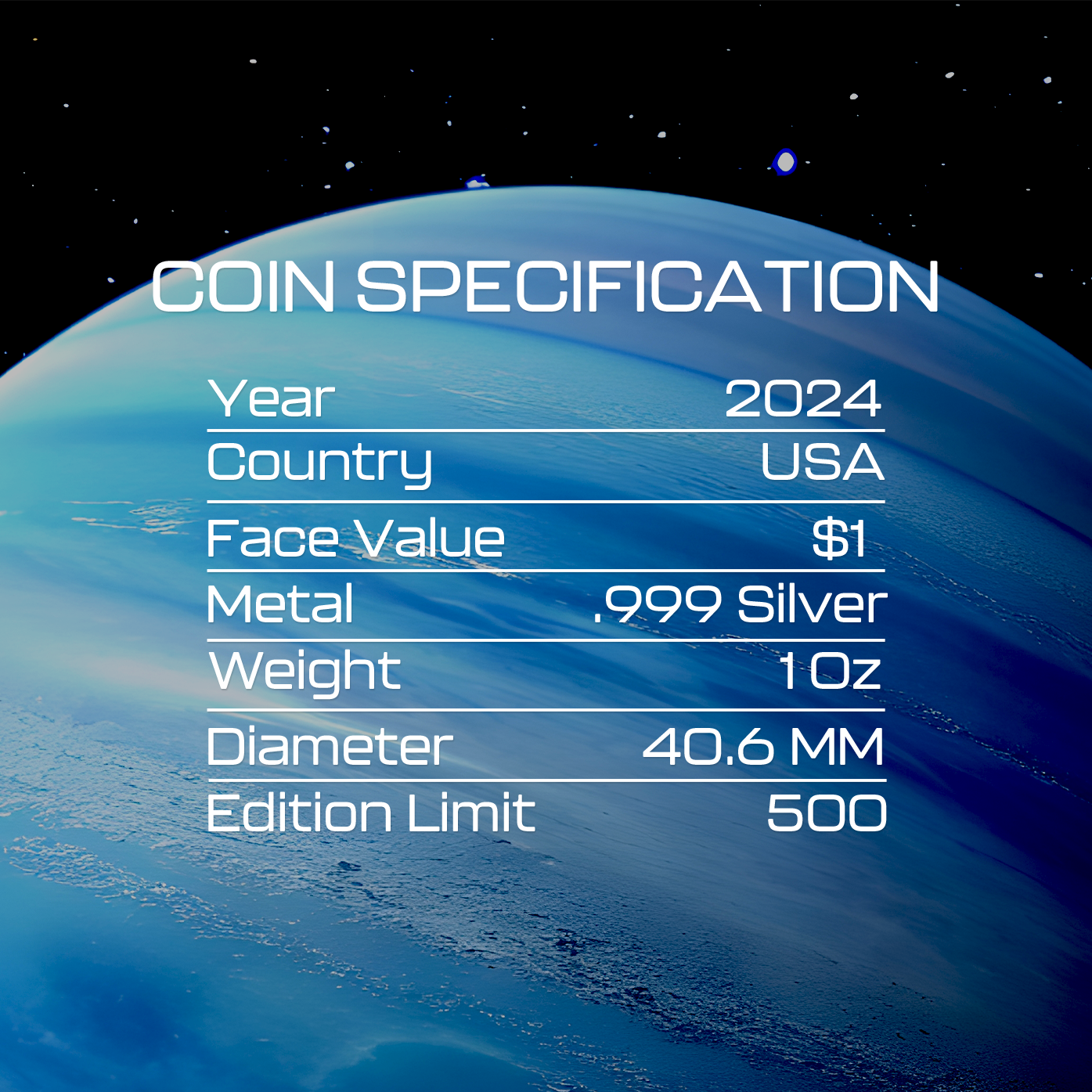 2024 Neptune Silver Eagle - Planets of the Solar System Series - CoinsTV