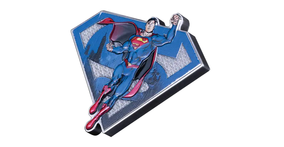 2025 Barbados Superman Shaped Antiqued 3 oz Silver Coin - CoinsTV